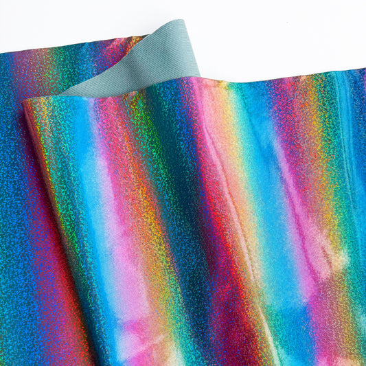 Rainbow iridescent fabric sample