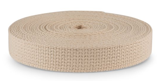 Natural woven cotton webbing 1.5” per yard