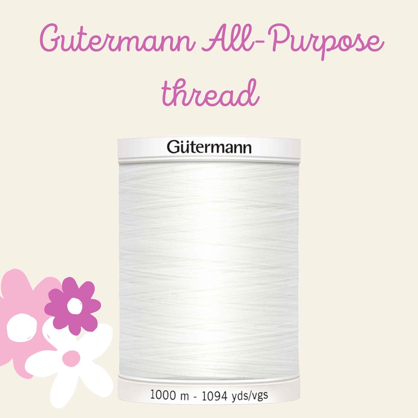 Gütermann All-Purpose White Thread Spool - 1000m