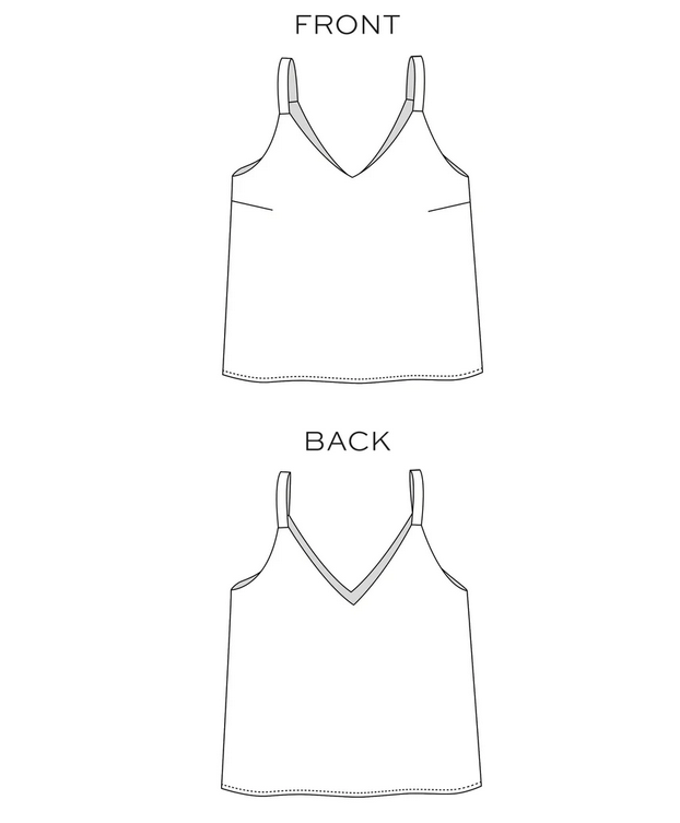 V-neck camisole front and back view sketch - 1_6ca146fc