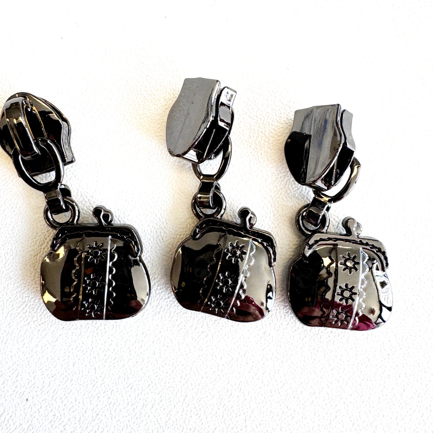 Purse Zipper Pulls Gunmetal color 3 pack
