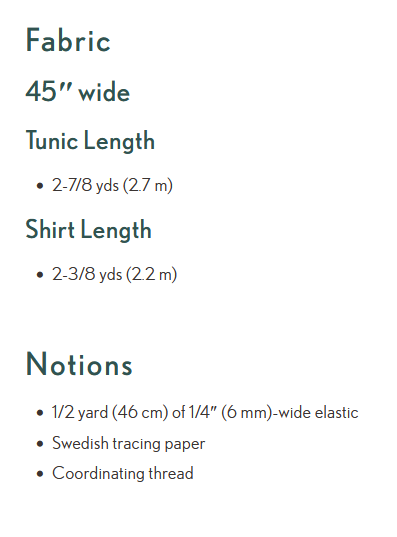 Schoolhouse Tunic sewing pattern