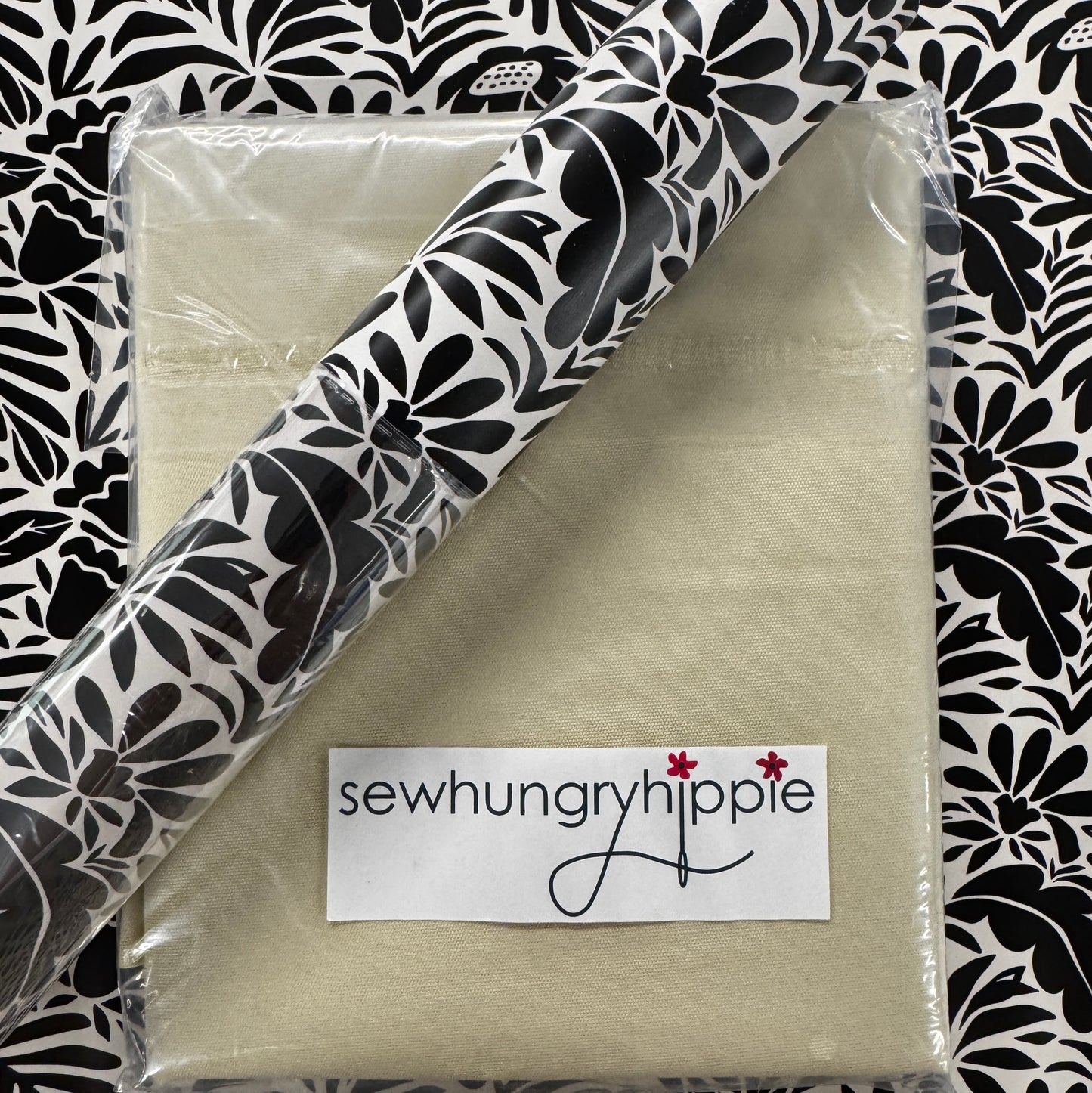 Custom Smooth Vinyl - Special Edition & Request! Cream & Black Floral