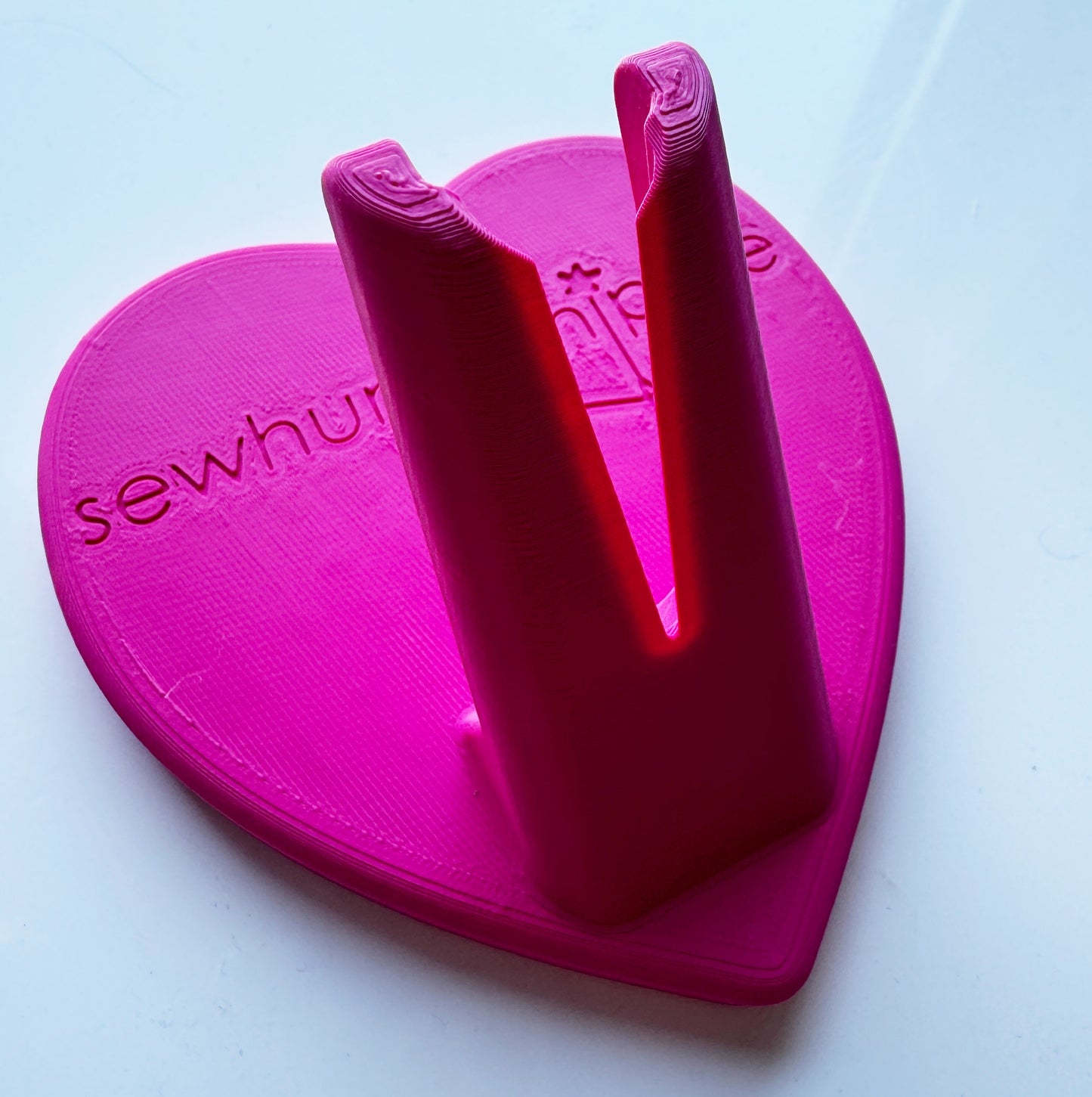Pink heart-shaped sewing tool holder by sewhungry