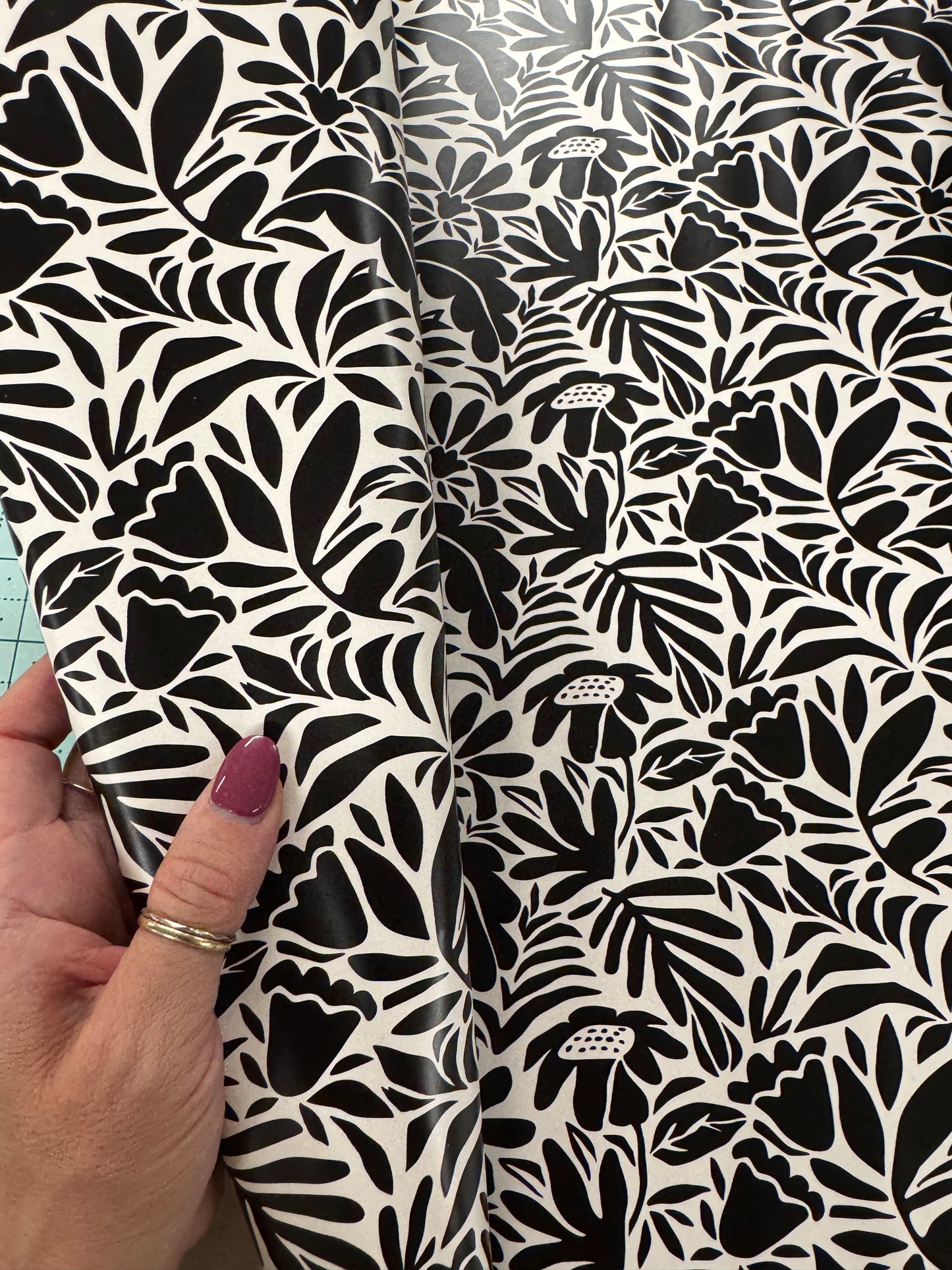 Custom Smooth Vinyl - Special Edition & Request! Cream & Black Floral