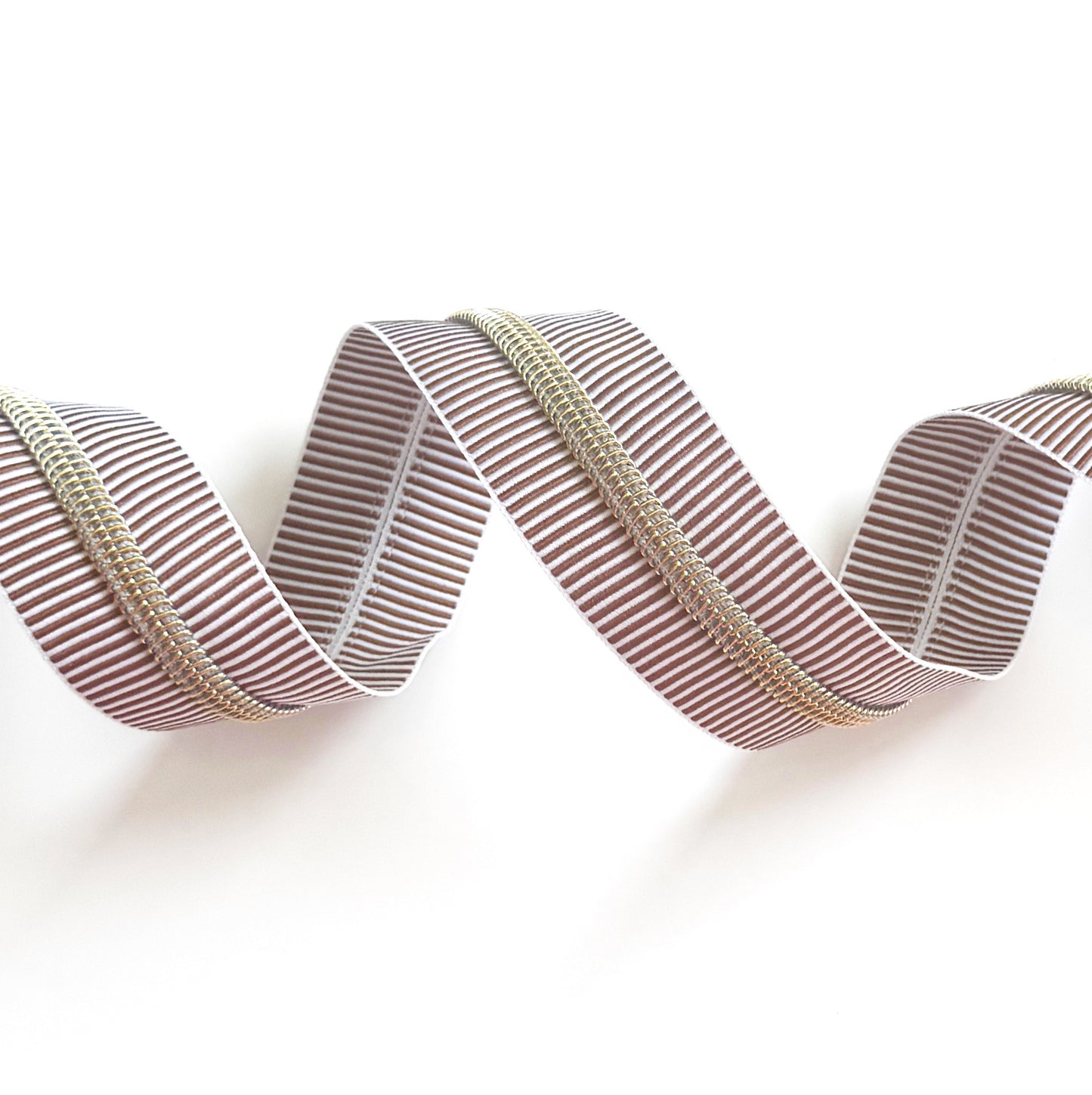 Mocha Brown stripes zipper tape