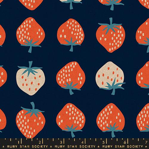 CANVAS Strawberry Navy per yard PREORDER