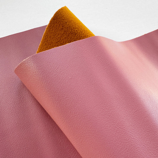 Pink leather with orange suede backing