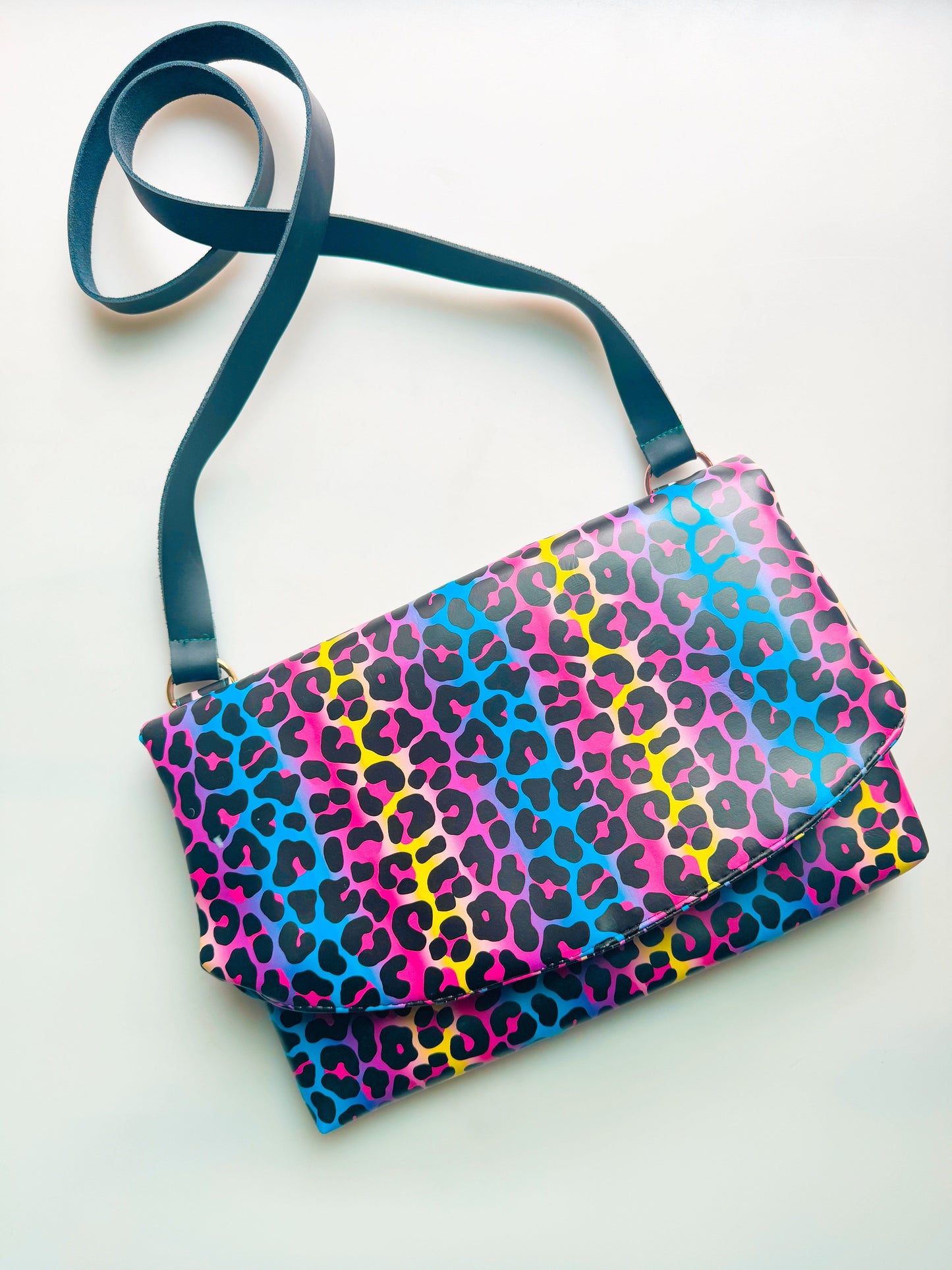 Colorful leopard print crossbody bag