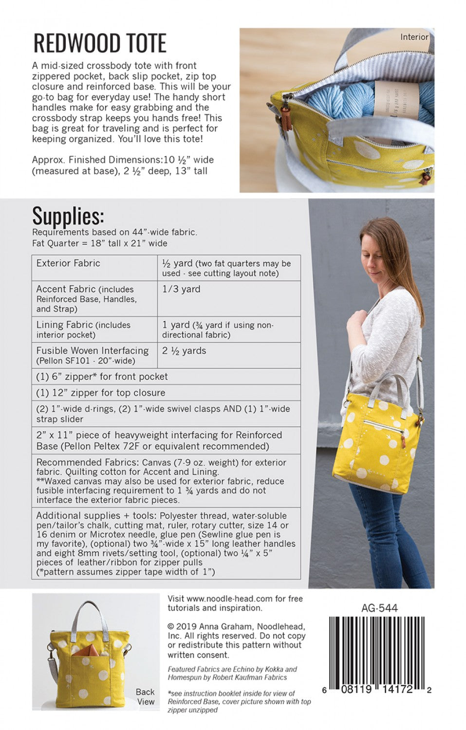 Redwood Tote sewing pattern