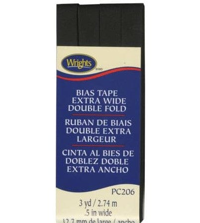 Black extra wide double fold bias tape