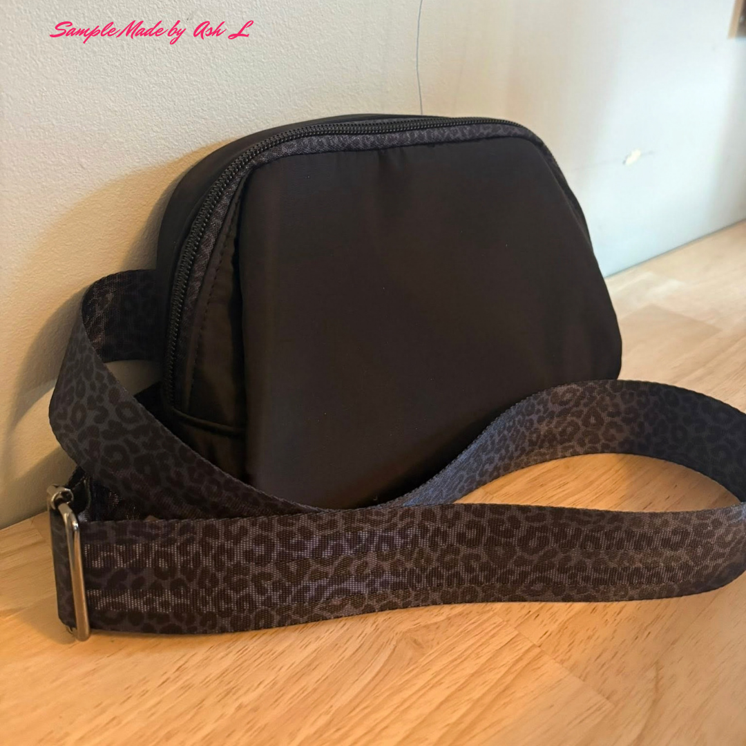 Black & Grey Leopard Print Seatbelt Webbing 1.5" Width for body bag