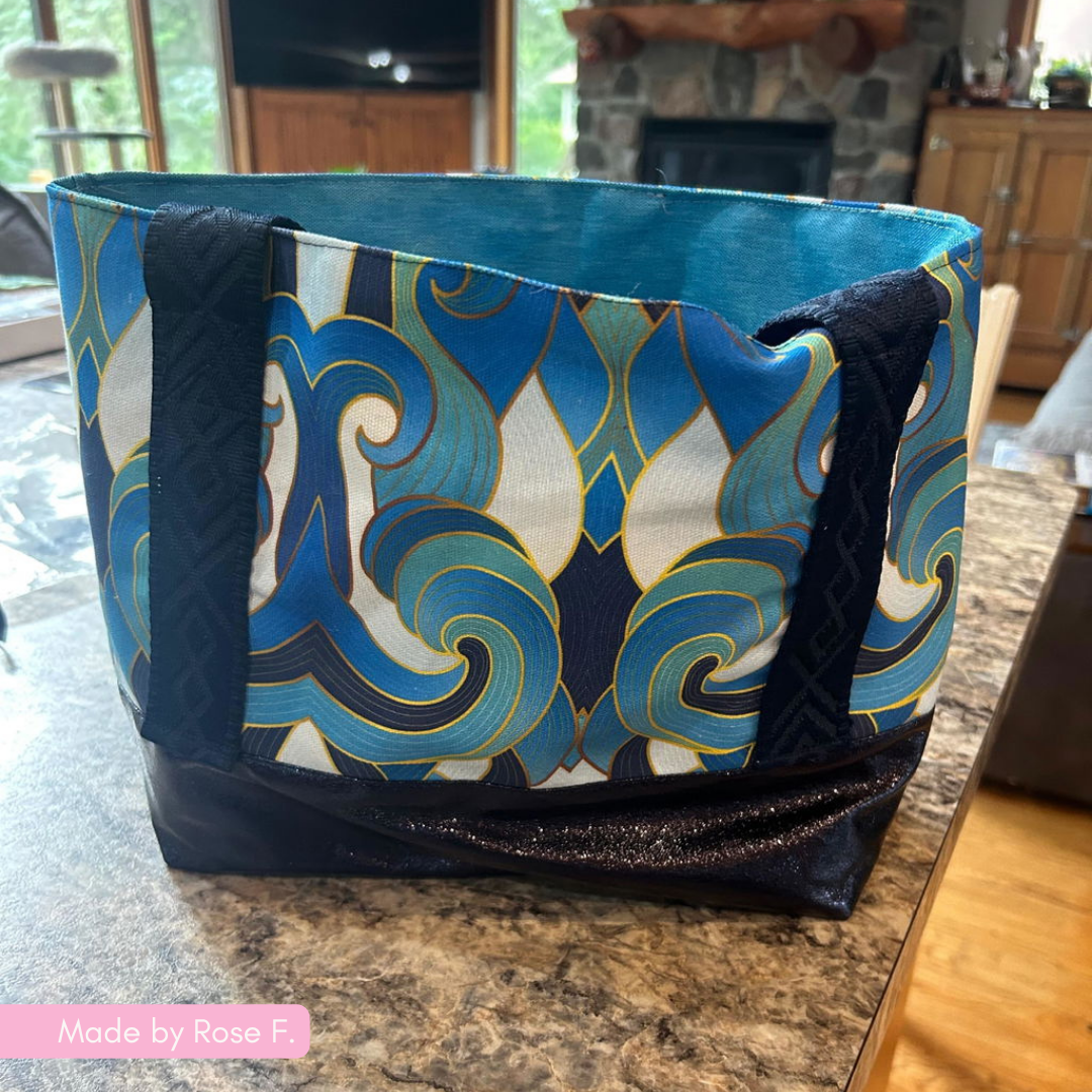 Blue Waves Canvas Fabric | Elegant Custom Print for Bag Making