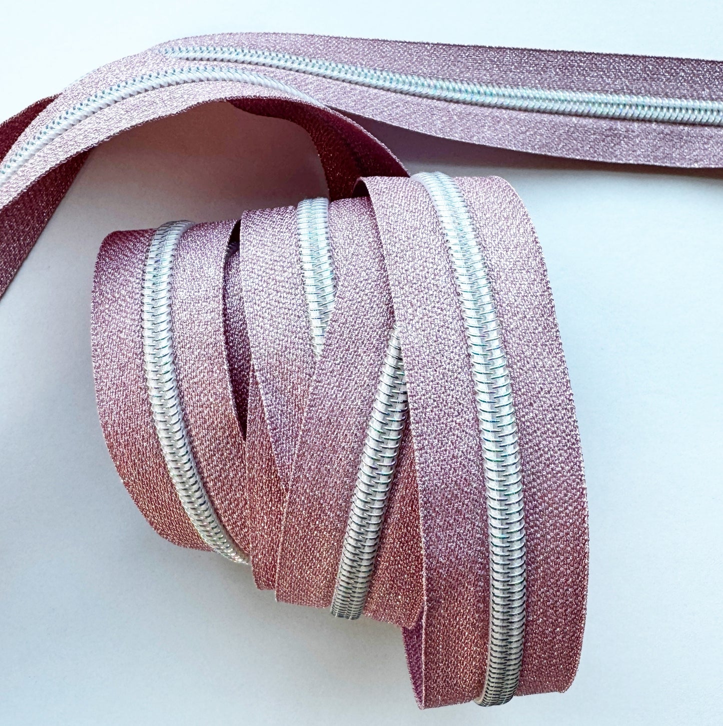 Pink Crystal Zipper Tape 3 yds