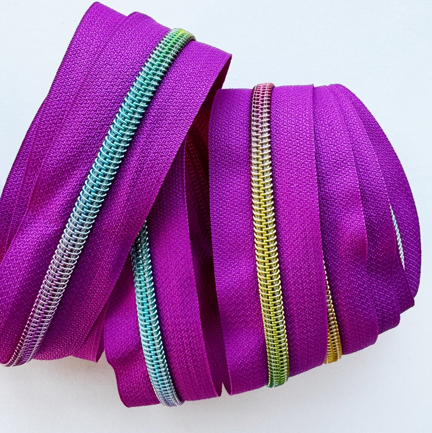 Fuchsia and Rainbow Zipper Tape