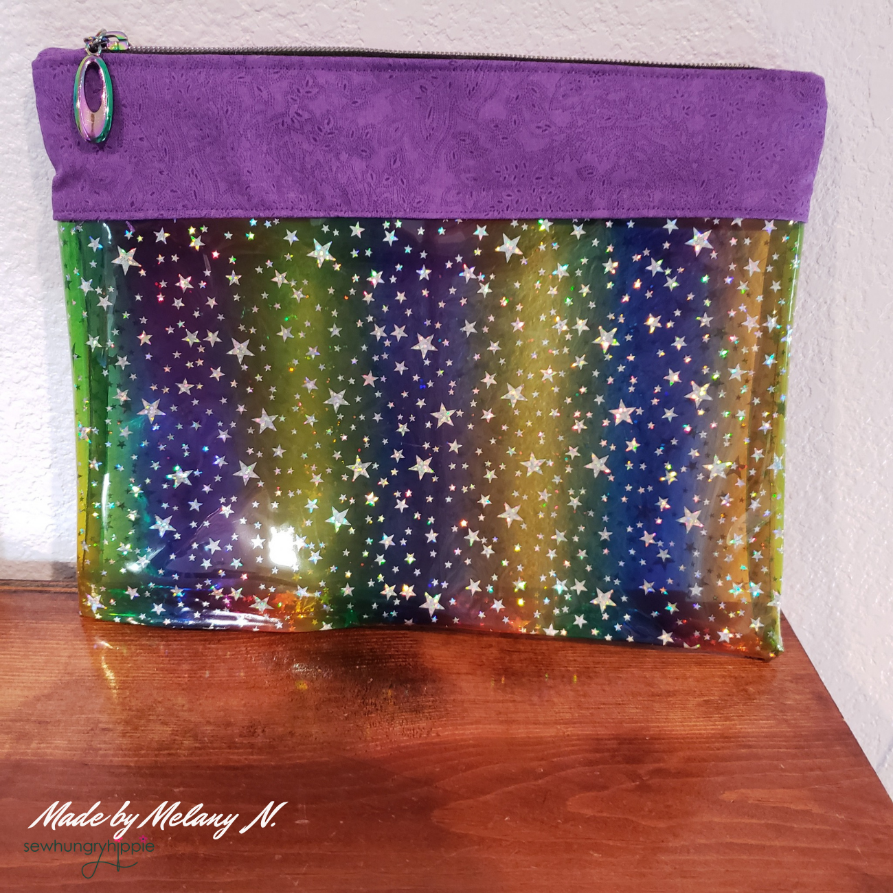 Rainbow Glittery Stars TPU Vinyl Fabric