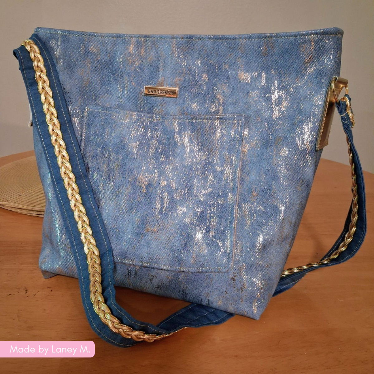 Denim Blue Vinyl with Gold Accents