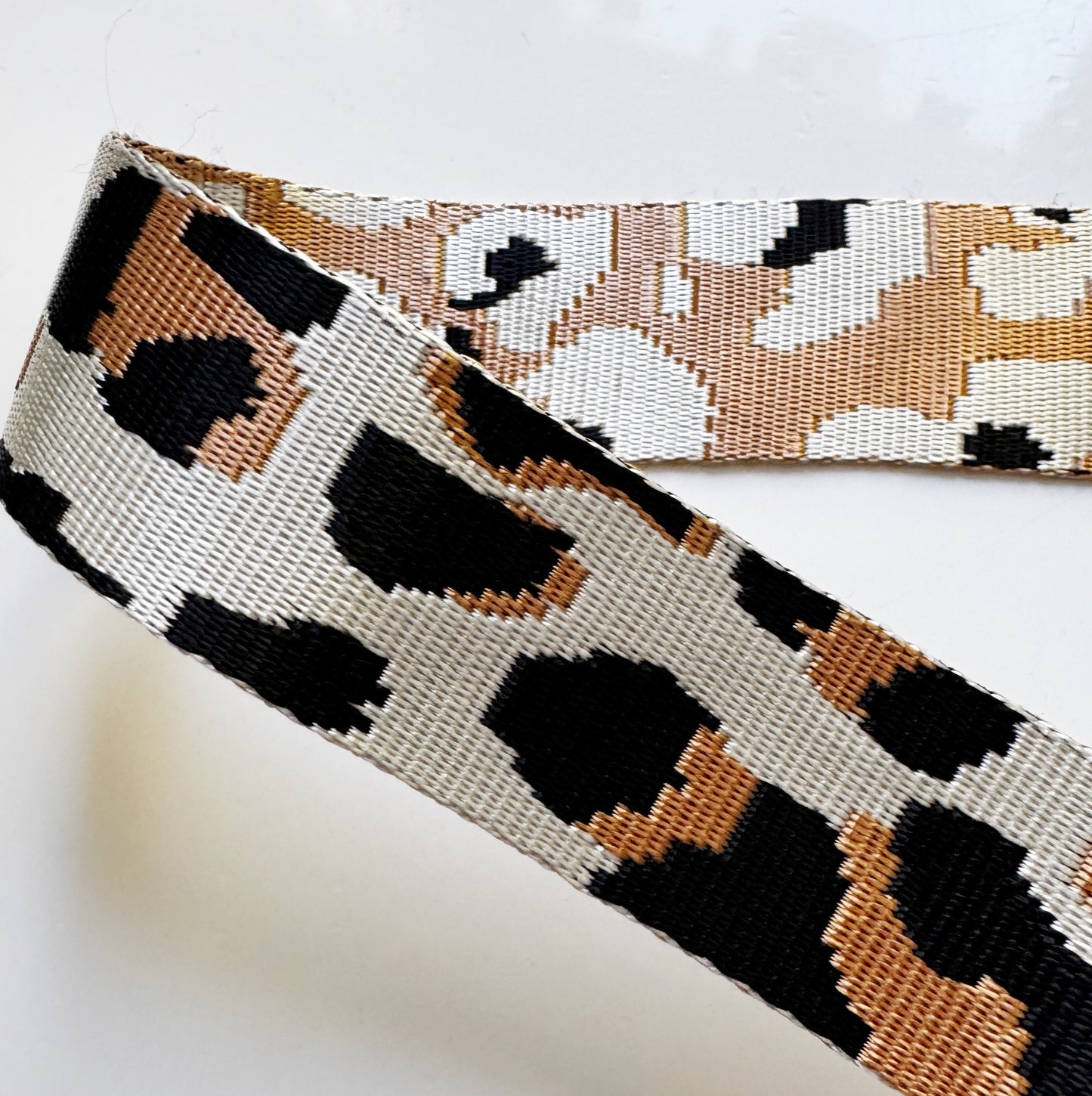 Natural Leopard woven and slick webbing 1.5"