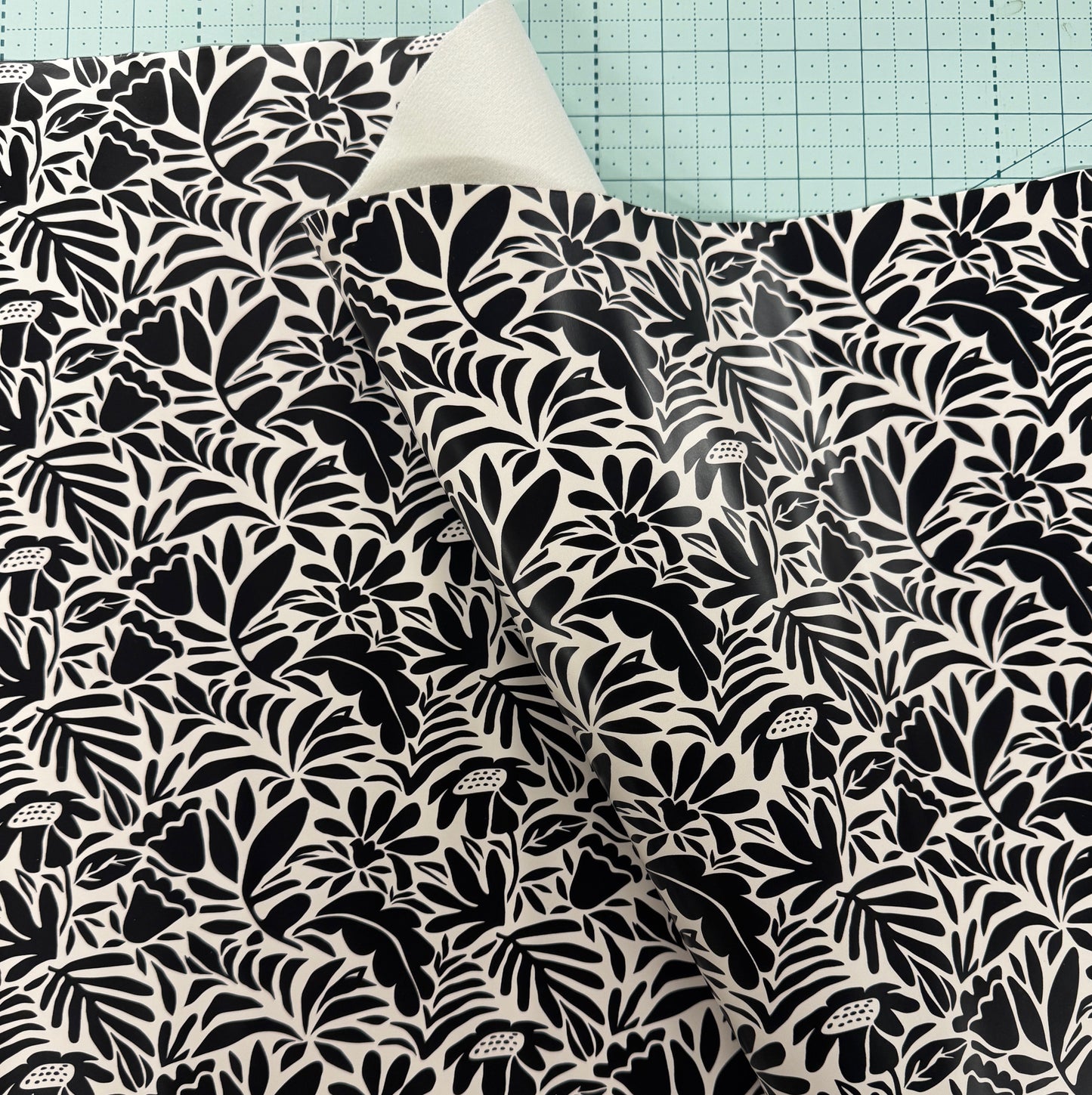 Custom Smooth Vinyl - Special Edition & Request! Cream & Black Floral