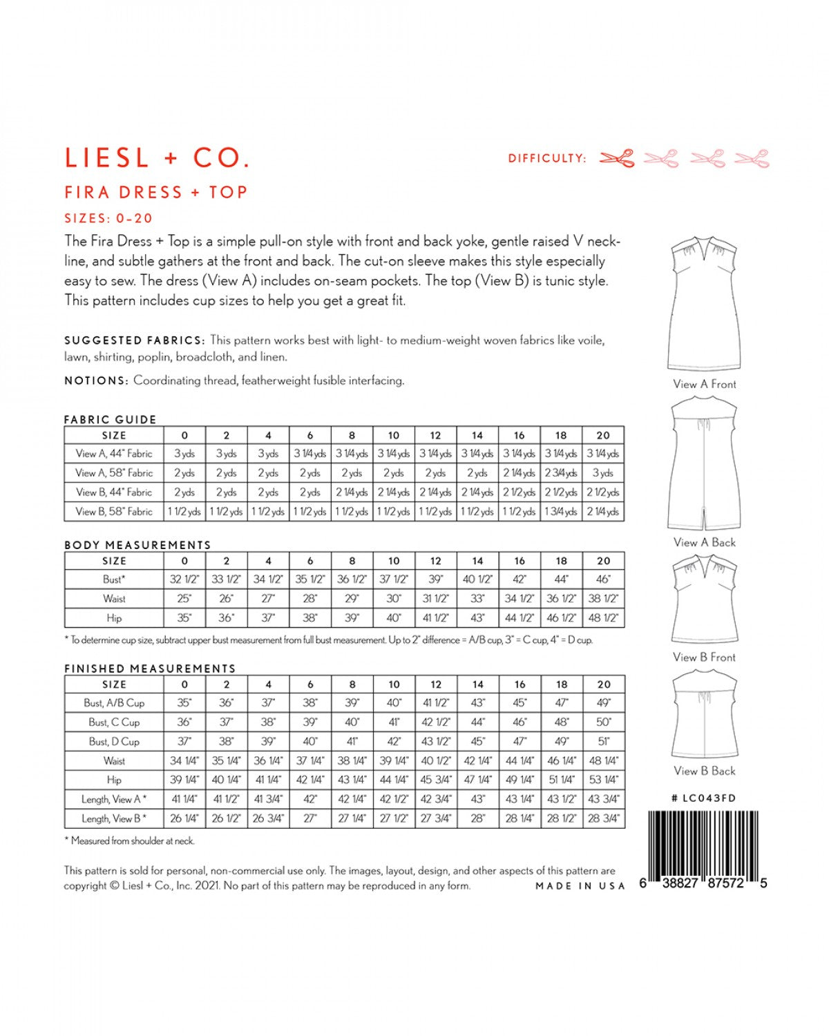Fira Dress + Top sewing pattern