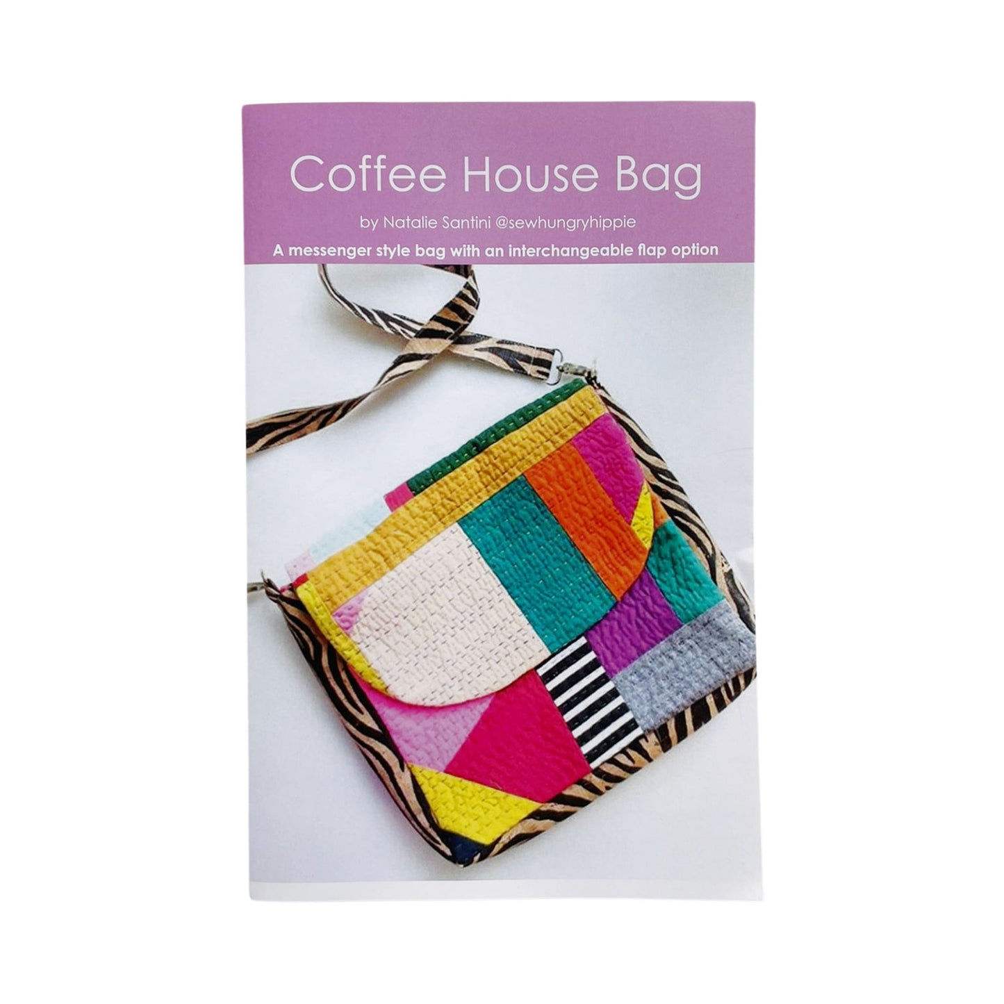 Coffee House Bag pattern, colorful messenger bag