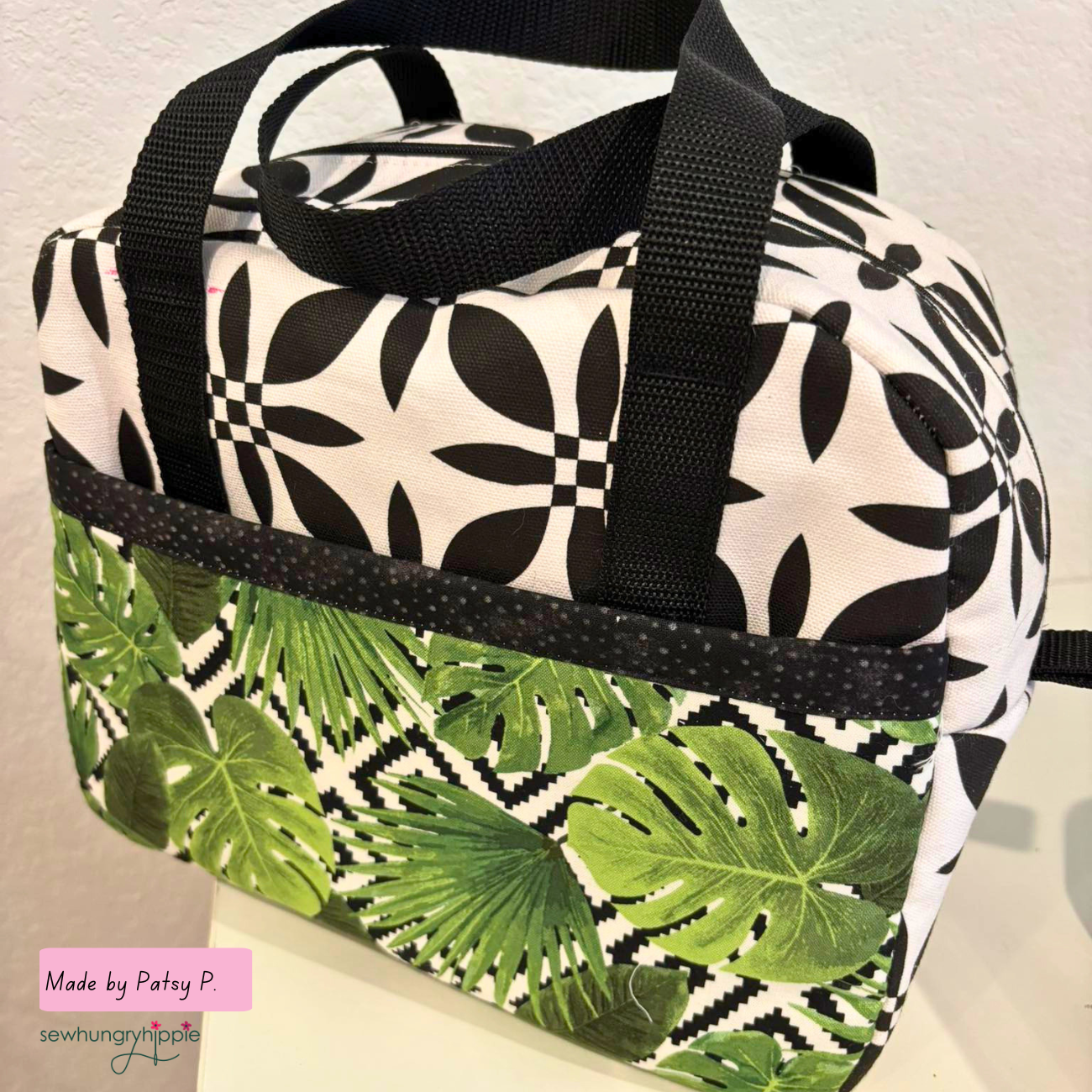 Quilty Black & White Canvas Fabric | Geometric Print for Bag Making
