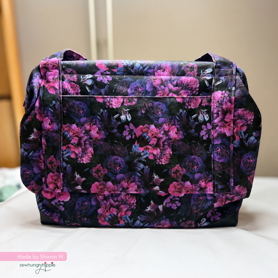 Night Bloom Floral Canvas Fabric | Dark Moody Floral Print for Bag Making