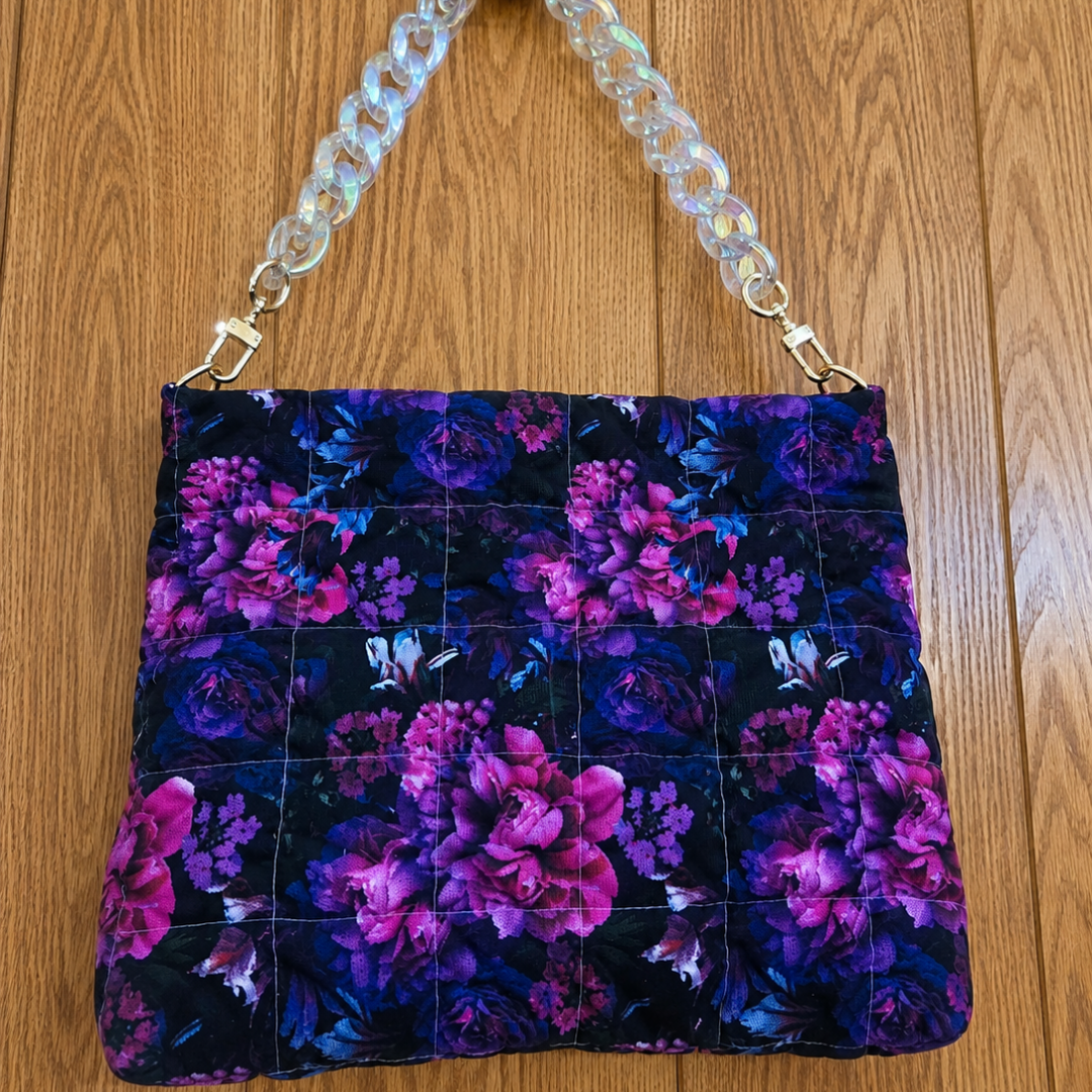 Night Bloom Floral Canvas Fabric | Dark Moody Floral Print for Bag Making