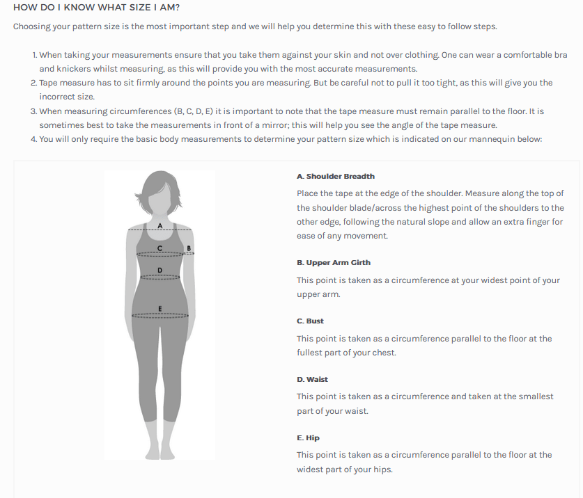 How to measure body for pattern sizing