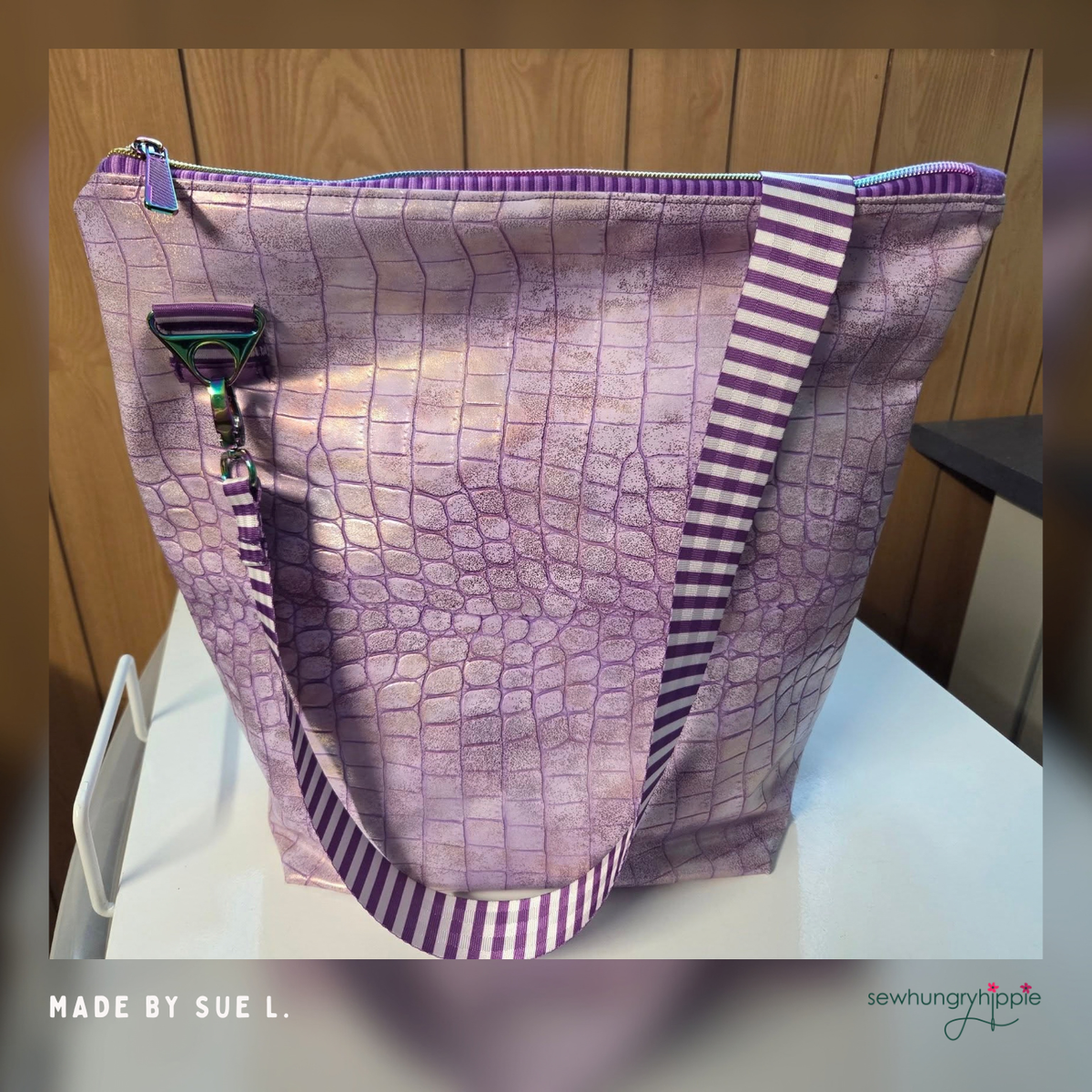 Mystic Croc Purple Faux Leather Vinyl - SewHungryHippie Bag Making Material