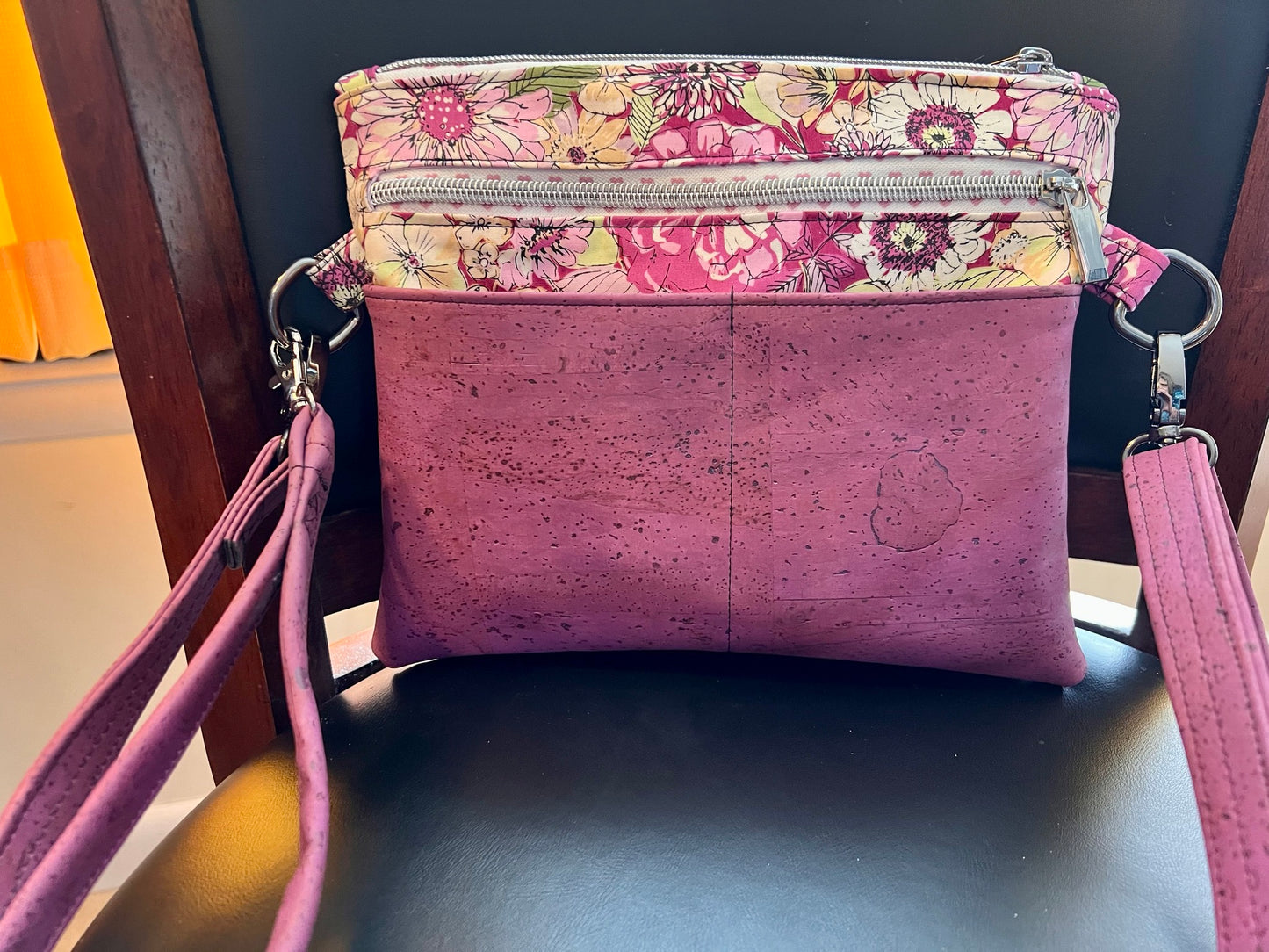 Phyllis floral and cork crossbody bag