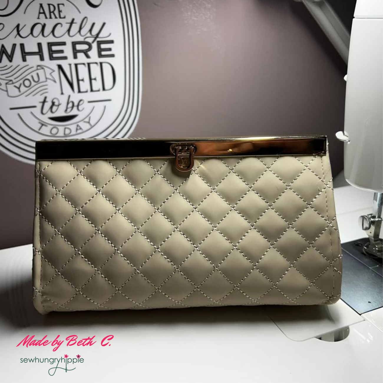 Quilted Vinyl Light Beige - Eggshell Pre-Quilted Fabric for Bags