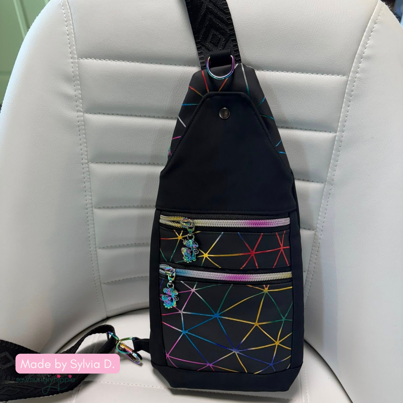 Rainbow Geometric Black Vinyl for Bag Making