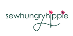 Sew Hungry Hippie logo with needle and flowers