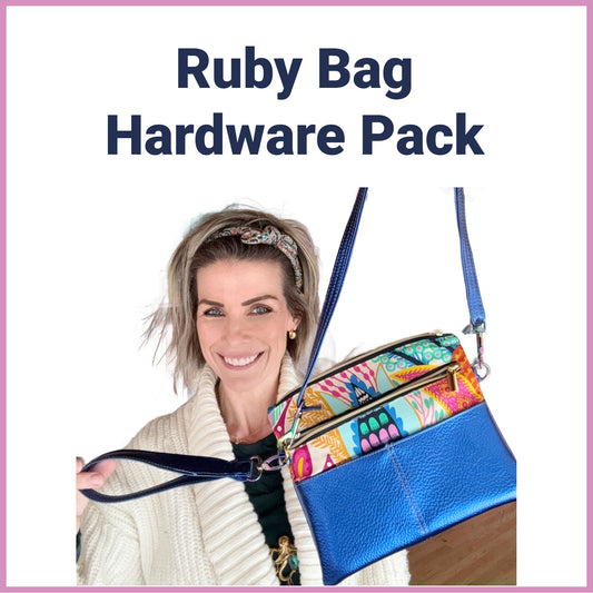 Ruby Bag Hardware Pack with woman and blue purse