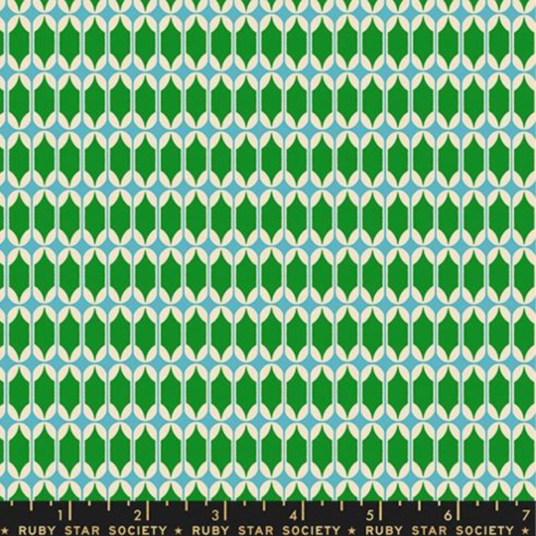 Ruby Star Society Trinketry Deep Verdant Retro Matchbook Geometric Novelty Blender Cotton Fabric