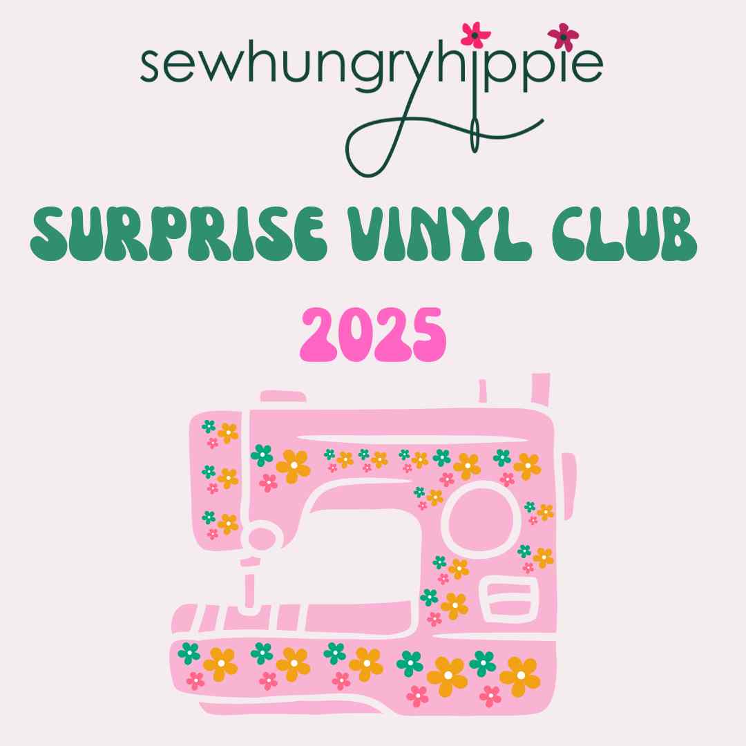 Surprise Vinyl Club 2025 with sewing machine illustration.