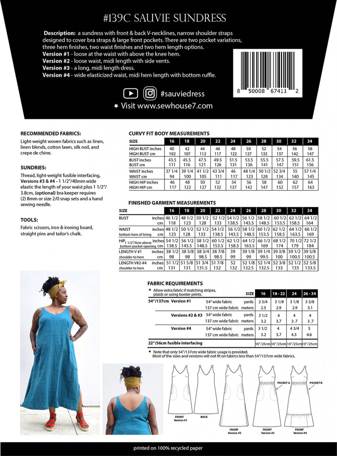 Sauvie Curvy Back Sundress sewing pattern