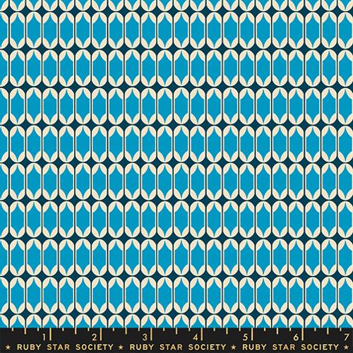 Ruby Star Society Trinketry Bright Blue Cotton Fabric in Geometric Blender Retro