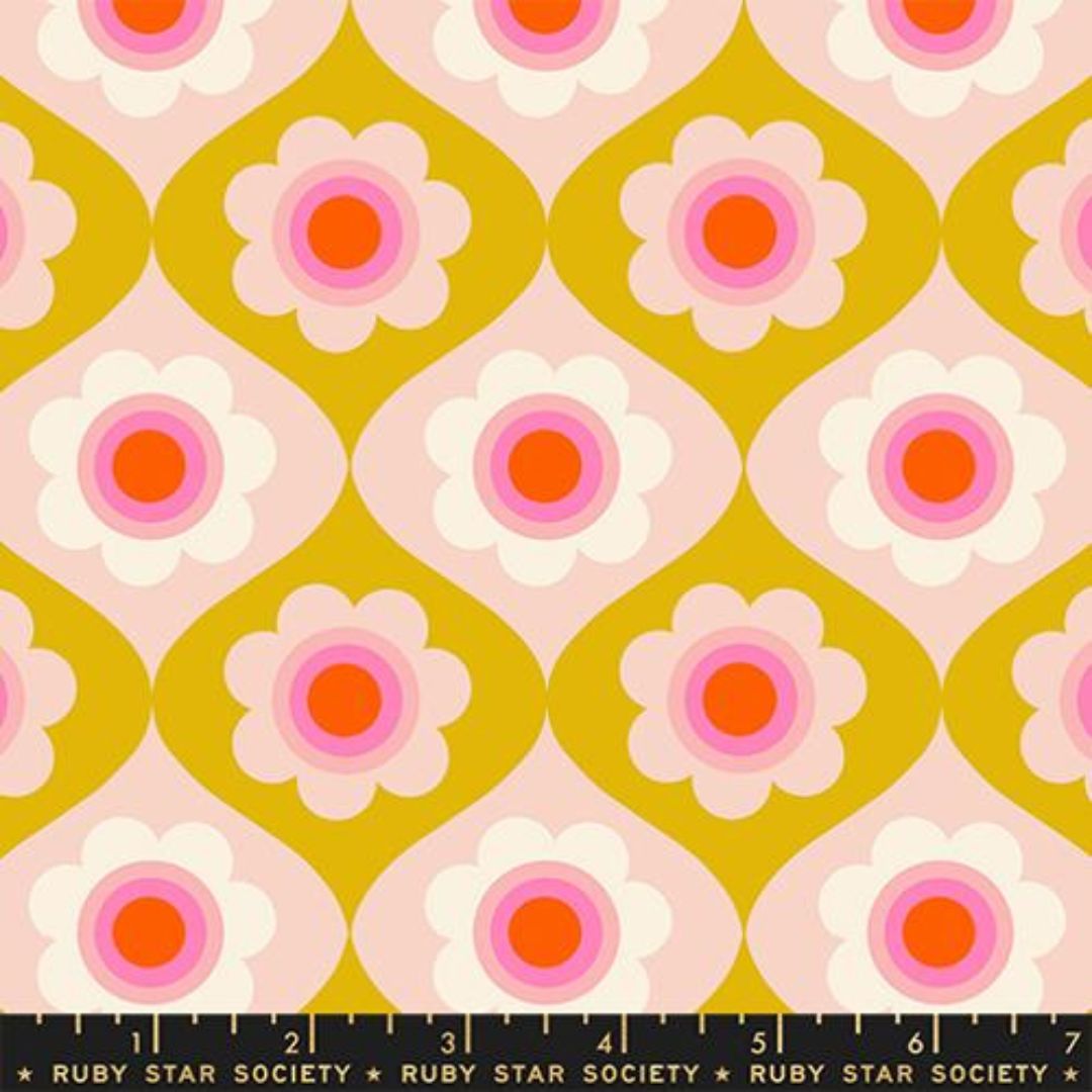 Ruby Star Society Trinketry Goldenrod Cotton Fabric in Floral Yellow