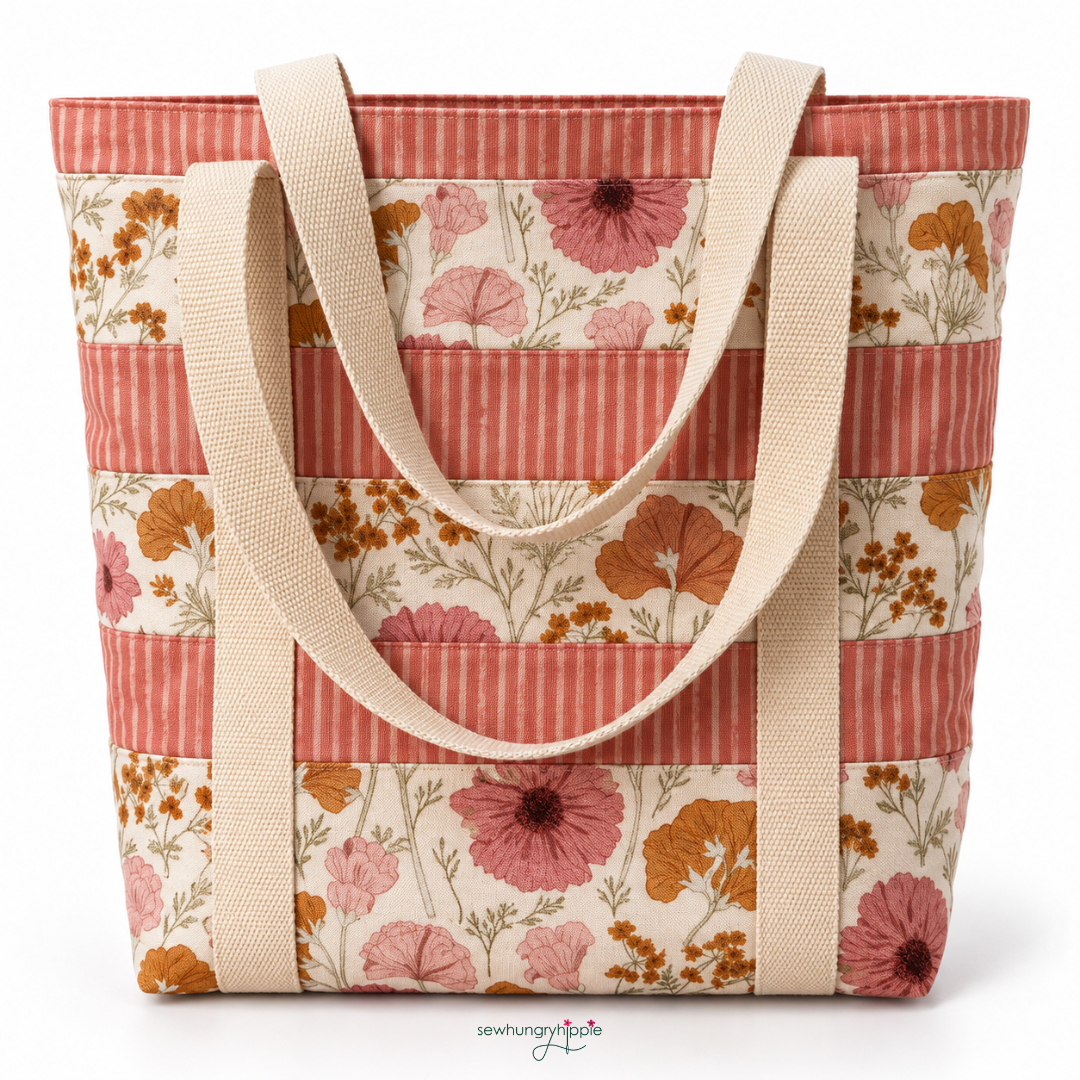 Vintage Floral Print & Muted Orange Striped Fabric – 2 Yards Bundle
