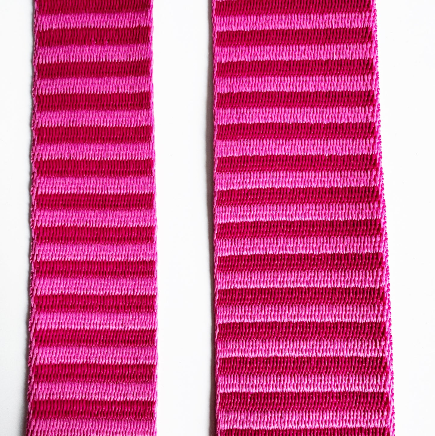 pink and red striped jacquard webbing straps