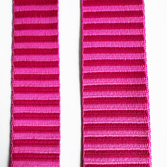 pink and red striped jacquard webbing straps