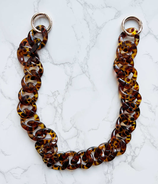 Acrylic tortoise shell bag chain