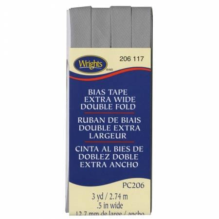 Grey Wrights bias tape, extra wide, double fold