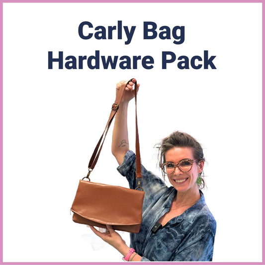 Carly Bag Hardware Pack displayed by a woman.