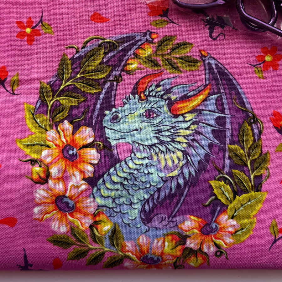 close up of tula pink fabric