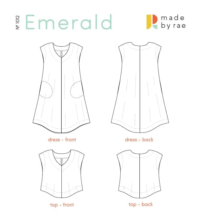 Emerald dress and top sewing pattern viewcard