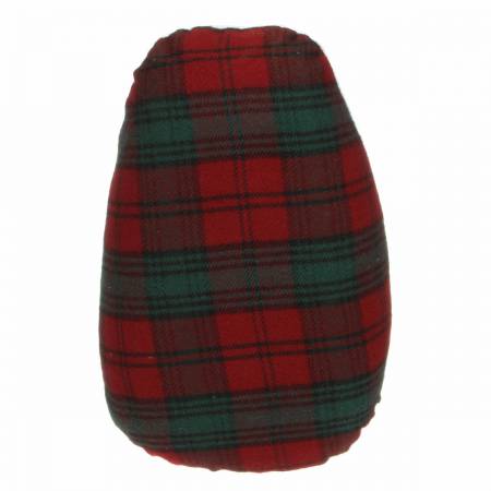 Ham-shaped red and green plaid fabric object