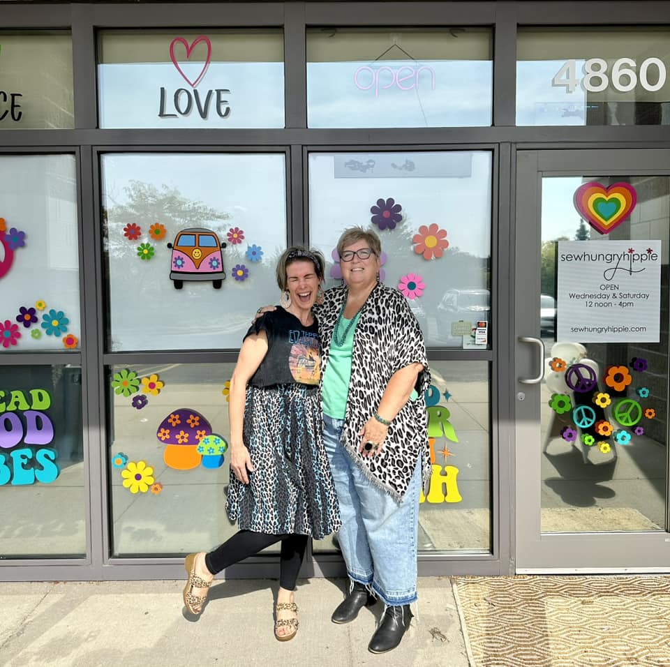 Jill and me at Sew Hungry Hippie storefront
